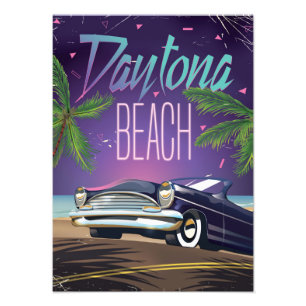 Daytona Beach Vintage Bil Resemalj plakett Fototryck