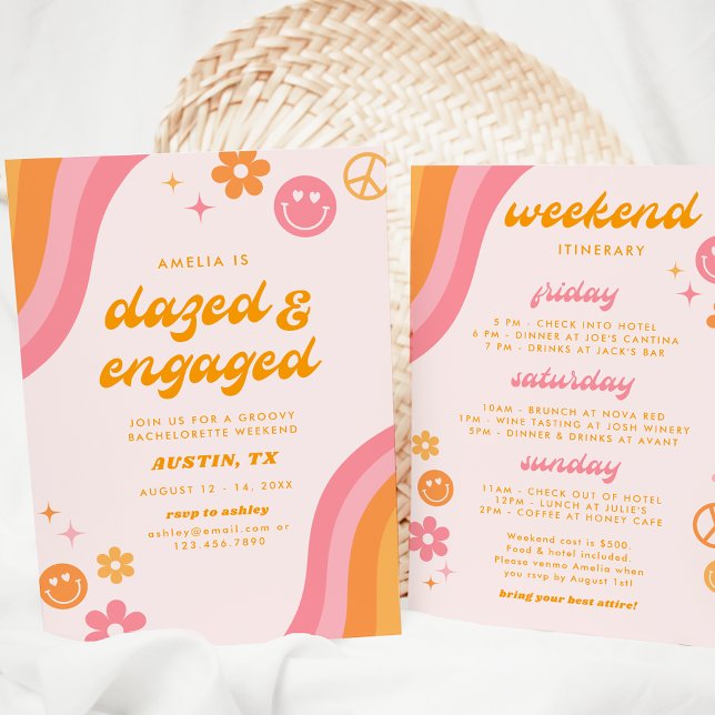 Dazad och engagerad Rosa och Orange Inbjudningar (Skapare uppladdad)