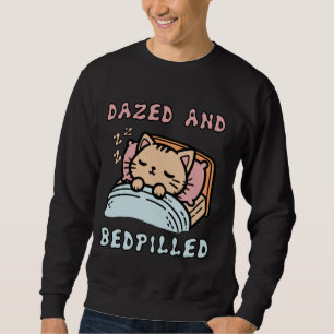 Dazed and Bedskreed - Cute Sömnig Kat-nummer Lång Ärmad Tröja