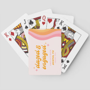 Dazed & Engaged Groovy Rosa & Orange Bachelorette Casinokort