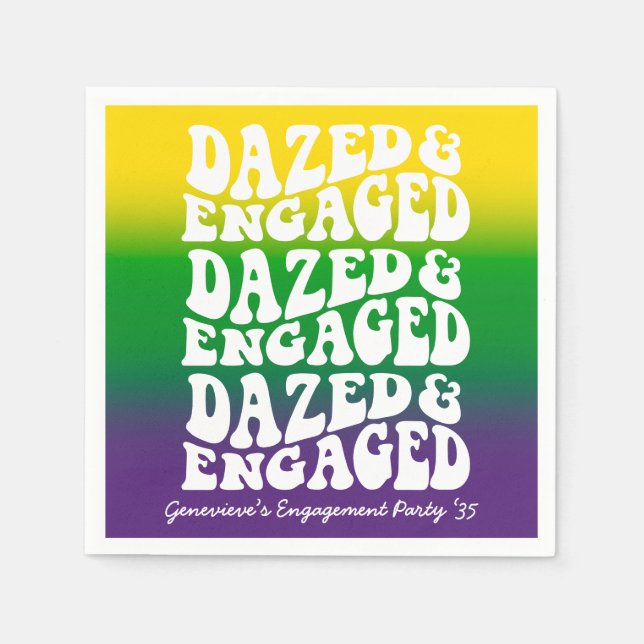 Dazed Engaged Retro Mardi Gras Pappersservett (Framsidan)