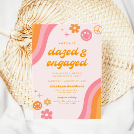 Dazed & Engaged Rosa & Orange Bachelorette Party Inbjudningar
