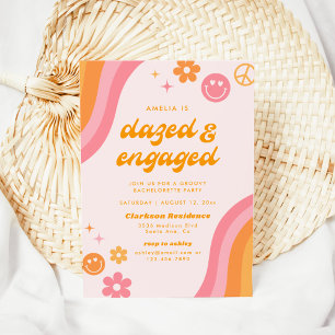 Dazed & Engaged Rosa & Orange Bachelorette Party Inbjudningar
