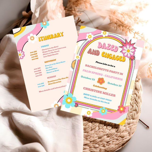 Dazed och Engaged Bachelorette Helg Itinerary Inbjudningar (Skapare uppladdad)
