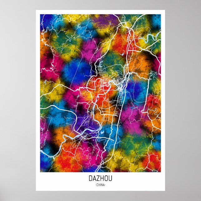 Dazhou China City Karta Poster (Framsidan)