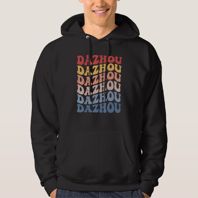 Dazhou City Groovy Retro Hoodie (Framsida)