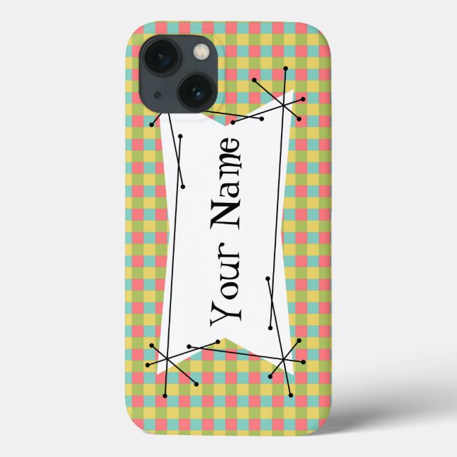 Dazzle Check 'Namn' iPad case-vågrät (Baksida)
