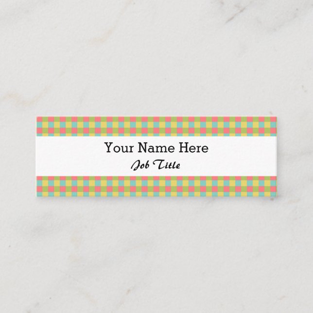 Dazzle Check white smala Mini Visitkort (Framsida)