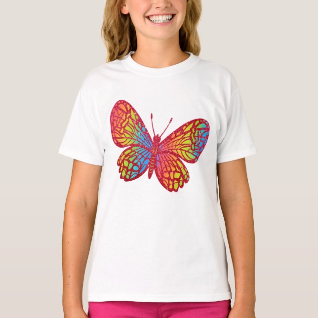 Dazzle i Färg: Rainbow Butterfly Tattoo T Shirt (Framsida)