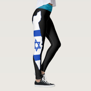 Dazzle in Blue tights, Glitter Israel Flagga Desig Leggings