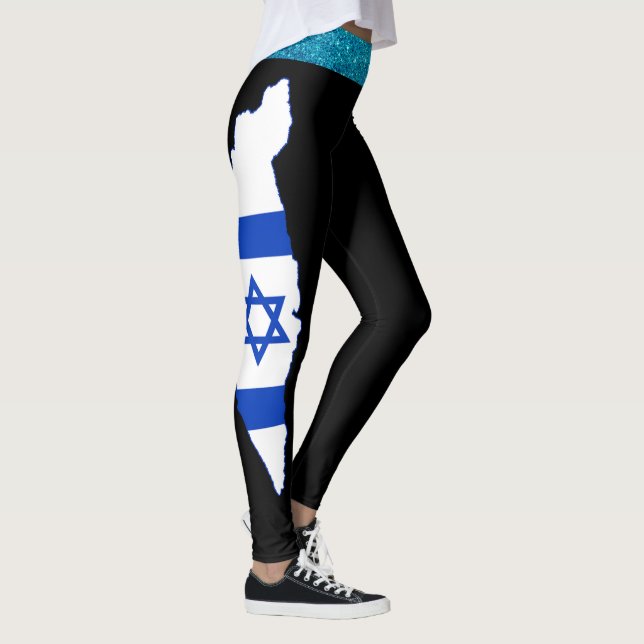 Dazzle in Blue tights, Glitter Israel Flagga Desig Leggings (Höger)