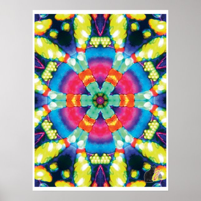 Dazzle Kinetic Collage Kalejdoskop Affisch (Framsidan)