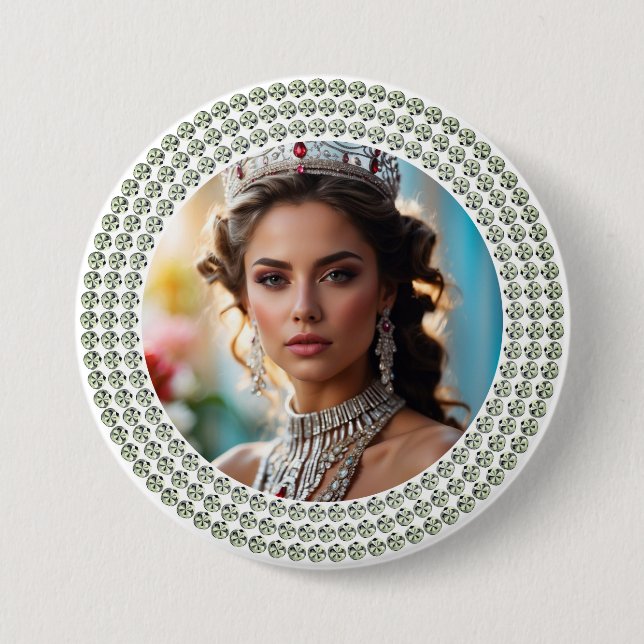Dazzled Dreams Pageant Button Photo Pin Knapp (Framsida)