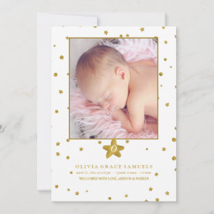 Dazzling Arrival Photo Birth Notice Meddelande