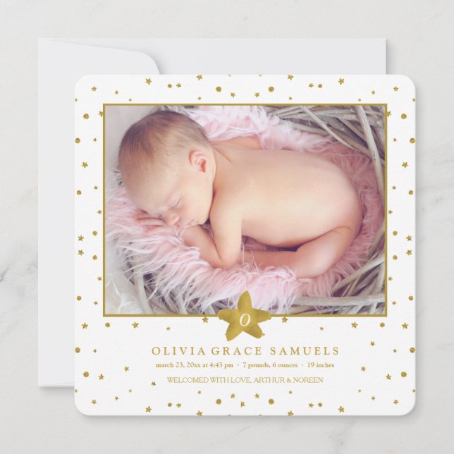Dazzling Arrival Square Photo Birth-meddelande Meddelande (Framsida)