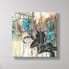 "Dazzling Black Bloom" 10" x10" Canvastryck