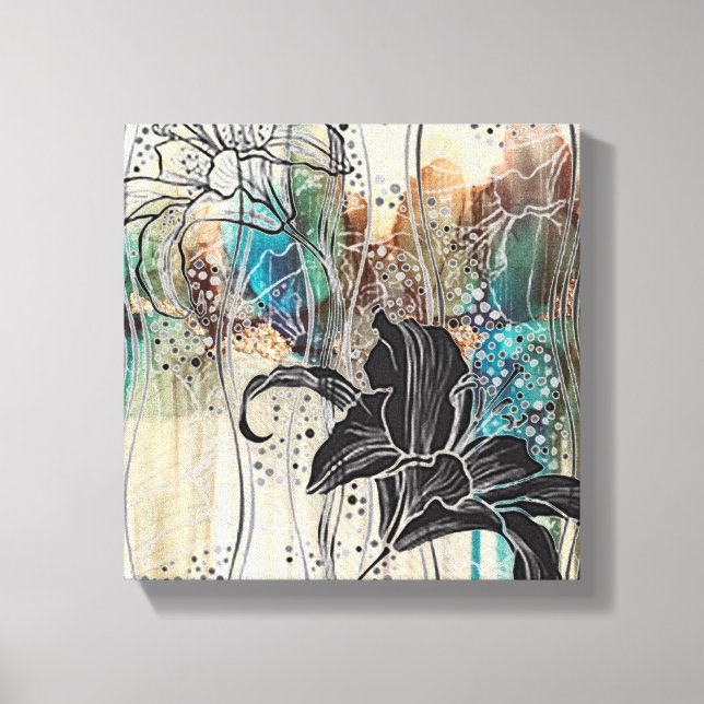 "Dazzling Black Bloom" 10" x10" Canvastryck (Framsida)