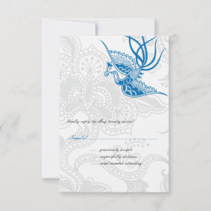 Dazzling Blue Bird & Blommigt Bröllops OSA-kort OSA Kort