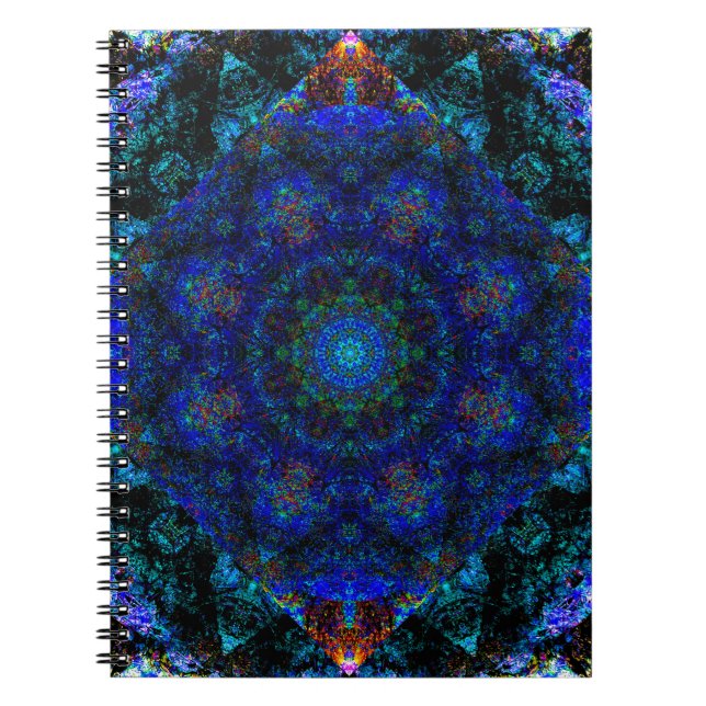 Dazzling Blue Bohemian Kaleidoscope Anteckningsbok (Framsidan)