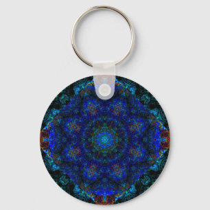Dazzling Blue Bohemian Kaleidoscope Nyckelring