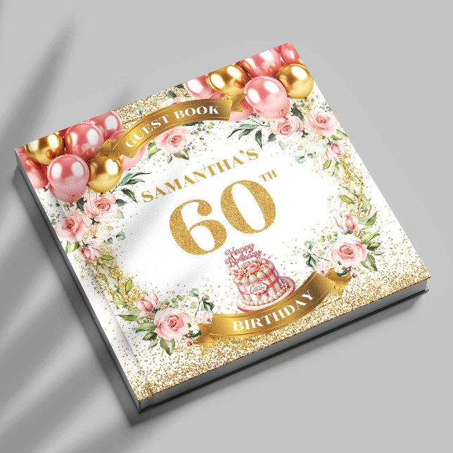 Dazzling Boho 60:e födelsedagsgästen Bok Blommigt  (Dazzling Boho 60th Birthday Guest Book Floral Glow

)