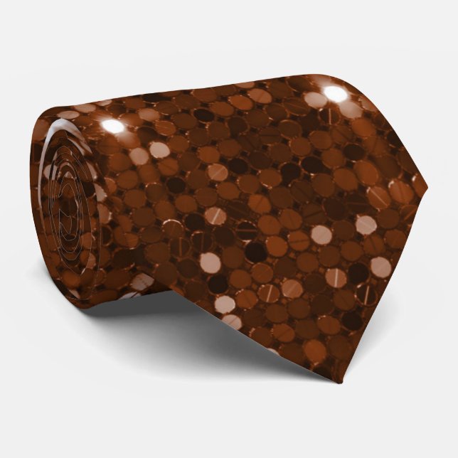 Dazzling Copper Gnistra Sequin Mönster Neck Tie Slips (Rullad)