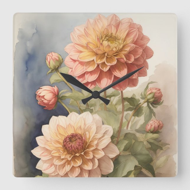 Dazzling Dahlia Fyrkantig Klocka (Framsida)