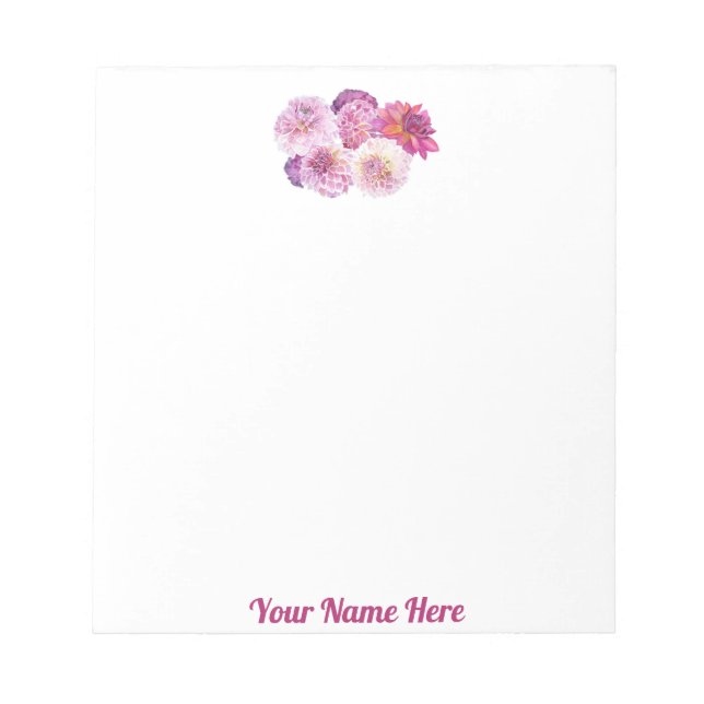 Dazzling Dahlia Personalized Notepad Anteckningsblock (Framsida)