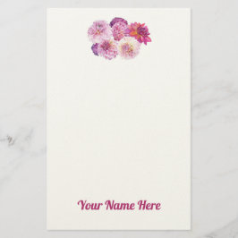 Dazzling Dahlias Personalized Stationery Brevpapper