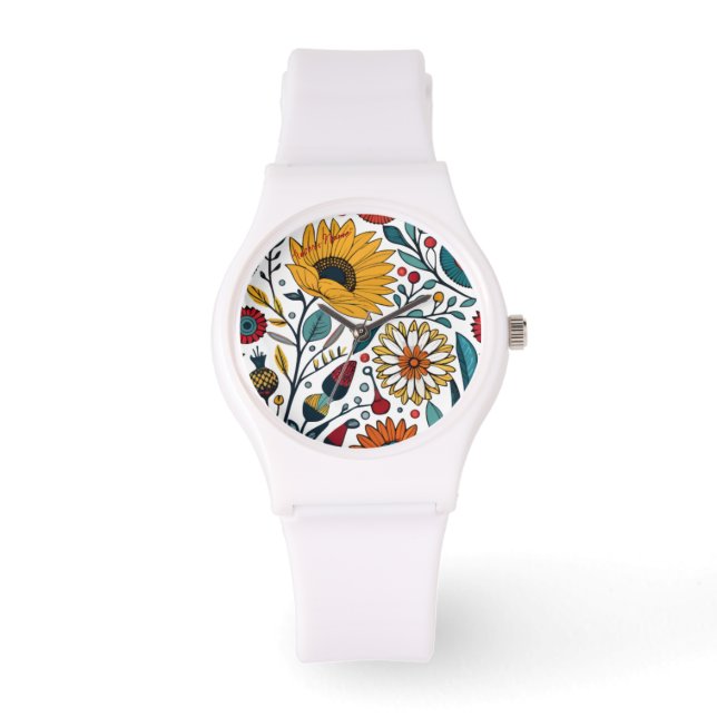 Dazzling Daisy Delight: A Blommigt Mode Favorite Armbandsur (Framsida)