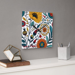 Dazzling Daisy Delight: A Blommigt Mode Favorite Fyrkantig Klocka