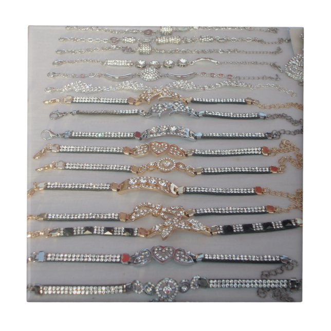Dazzling Decorated Diamond Chain Artwork Jewelry Kakelplatta (Framsidan)