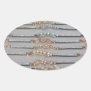 Dazzling Decorated Diamond Chain Artwork Jewelry Ovalt Klistermärke