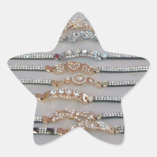 Dazzling Decorated Diamond Chain Artwork Jewelry Stjärnformat Klistermärke