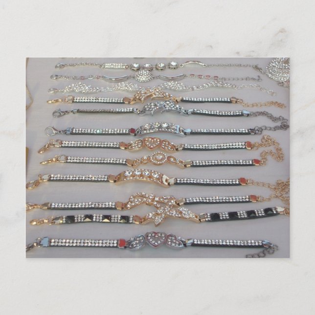 Dazzling Decorated Diamond Chain Artwork Jewelry Vykort (Framsida)