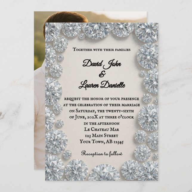 Dazzling Diamond Photo Wedding bjudande Inbjudningar (Fram/baksida)