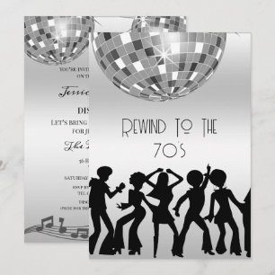 Dazzling Disco Boll 70's Disco Birthday Inbjudningar