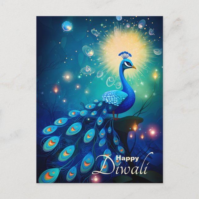 Dazzling Diwali Delight: 🦚 Helg Vykort (Framsida)