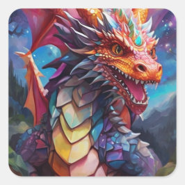 Dazzling Dragon Fyrkantigt Klistermärke