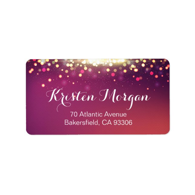Dazzling Glamor Guld Glitter Gnistra Dots Adressetikett (Framsidan)