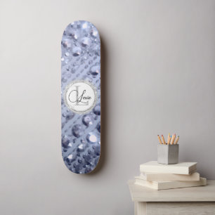 Dazzling Glittery Blue Pärlor Monogram Mini Skateboard Bräda 18,5 Cm