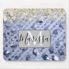 Dazzling Glittery Blue Pärlor Monogram Musmatta