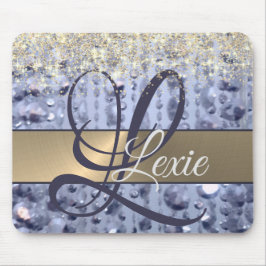 Dazzling Glittery Blue Pärlor Monogram Musmatta
