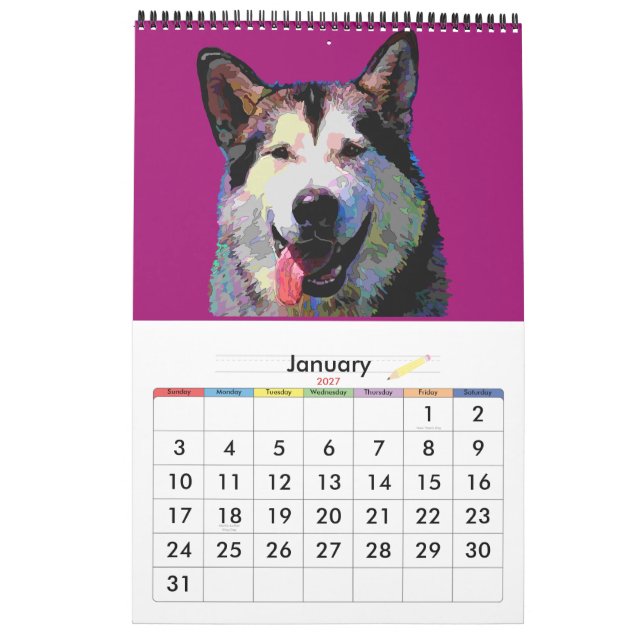 Dazzling Hundar Paintings 2012 Calendar Kalender (Jan 2027)