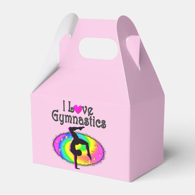 DAZZLING I KÄRLEK GYMNASTICS PARTY FAVOR BOXES PRESENTASKAR (Framsidan Sidan)