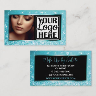 Dazzling Ice Blue Gnistra Glitter med Photo Logoty Visitkort