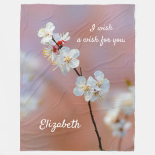 Dazzling Japanska Apricot-Blommar Fleecefilt