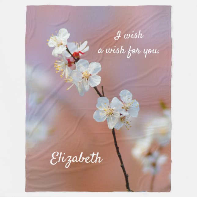 Dazzling Japanska Apricot-Blommar Fleecefilt (Framsidan)