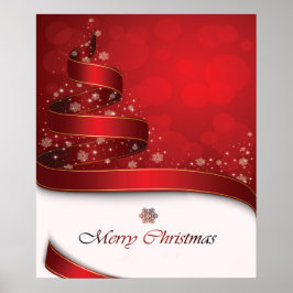 Dazzling jul Red Golden & White Snöflingor Poster