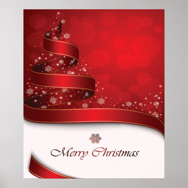 Dazzling jul Red Golden & White Snöflingor Poster (Framsidan)